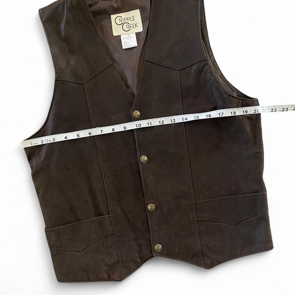 Men's Cripple Creek 100% Genuine Boer Suede Brown leather western vest small - Picture 6 of 8